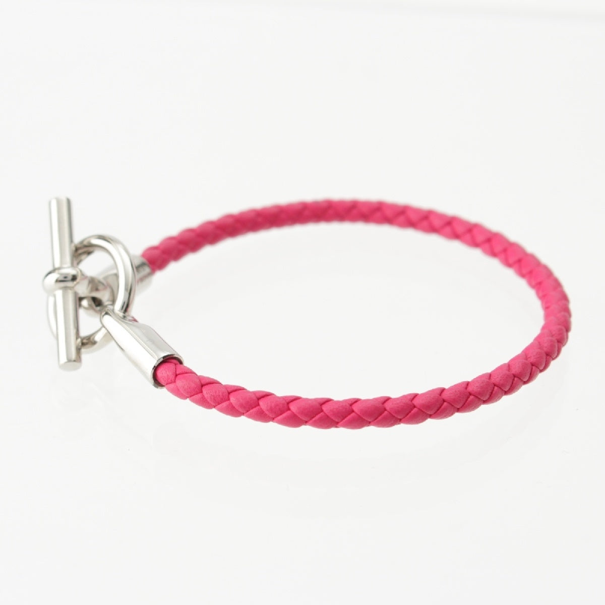 HERMES Grenan leather bracelet Accessories Pink SilverMetal