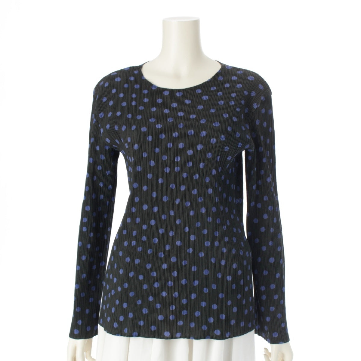 PLEATS PLEASE ISSEY  Crew Neck Dot Polka Dot Long Sleeve tops Cut IM92 FJ809 Moss Green Blue M