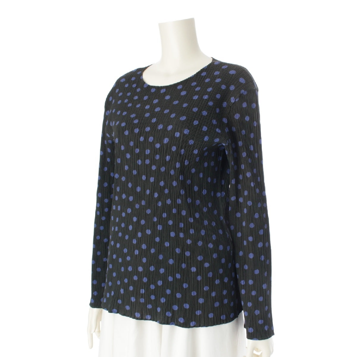 PLEATS PLEASE ISSEY  Crew Neck Dot Polka Dot Long Sleeve tops Cut IM92 FJ809 Moss Green Blue M