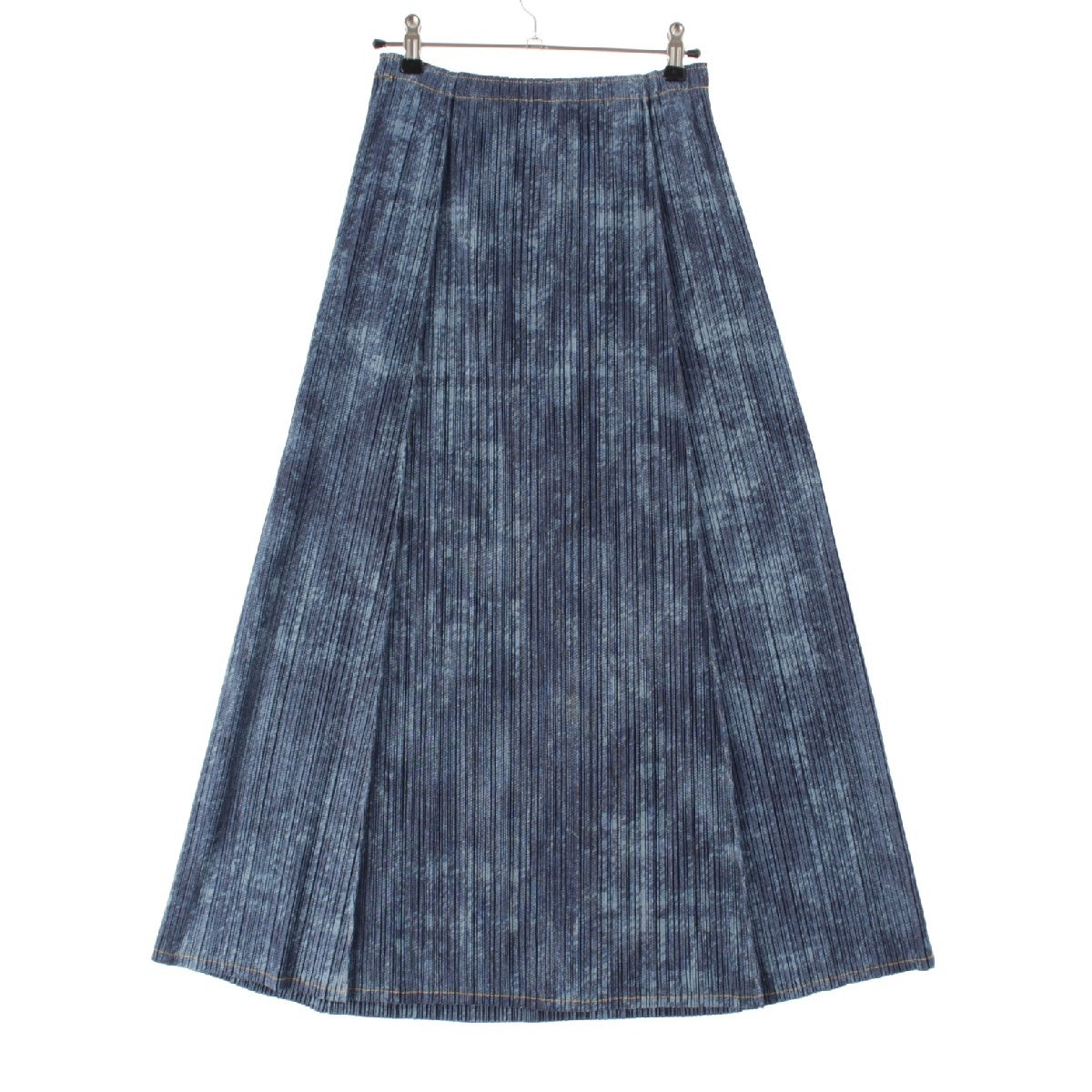 PLEATS PLEASE ISSEY  Denim Transfer Flare Long skirt PP53-JG516 Indigo blue 4
