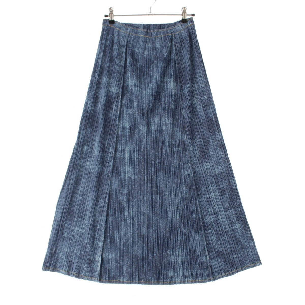 PLEATS PLEASE ISSEY  Denim Transfer Flare Long skirt PP53-JG516 Indigo blue 4