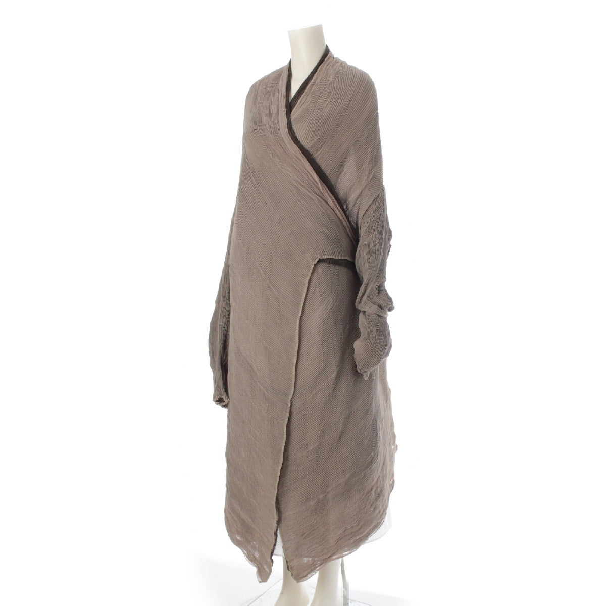 ISSEY MIYAKE polyester Wave Pleated Drape Jacket Poncho Cape Cardigan IM93FD474 Charcoal Gray Beige Bicolor 2