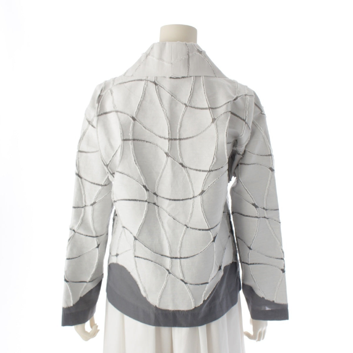 ISSEY MIYAKE 18Stainless Steel Cotton nylon Geometric jacquard 2B single tailored jacket Tops outer IM81FD013 White gray 2