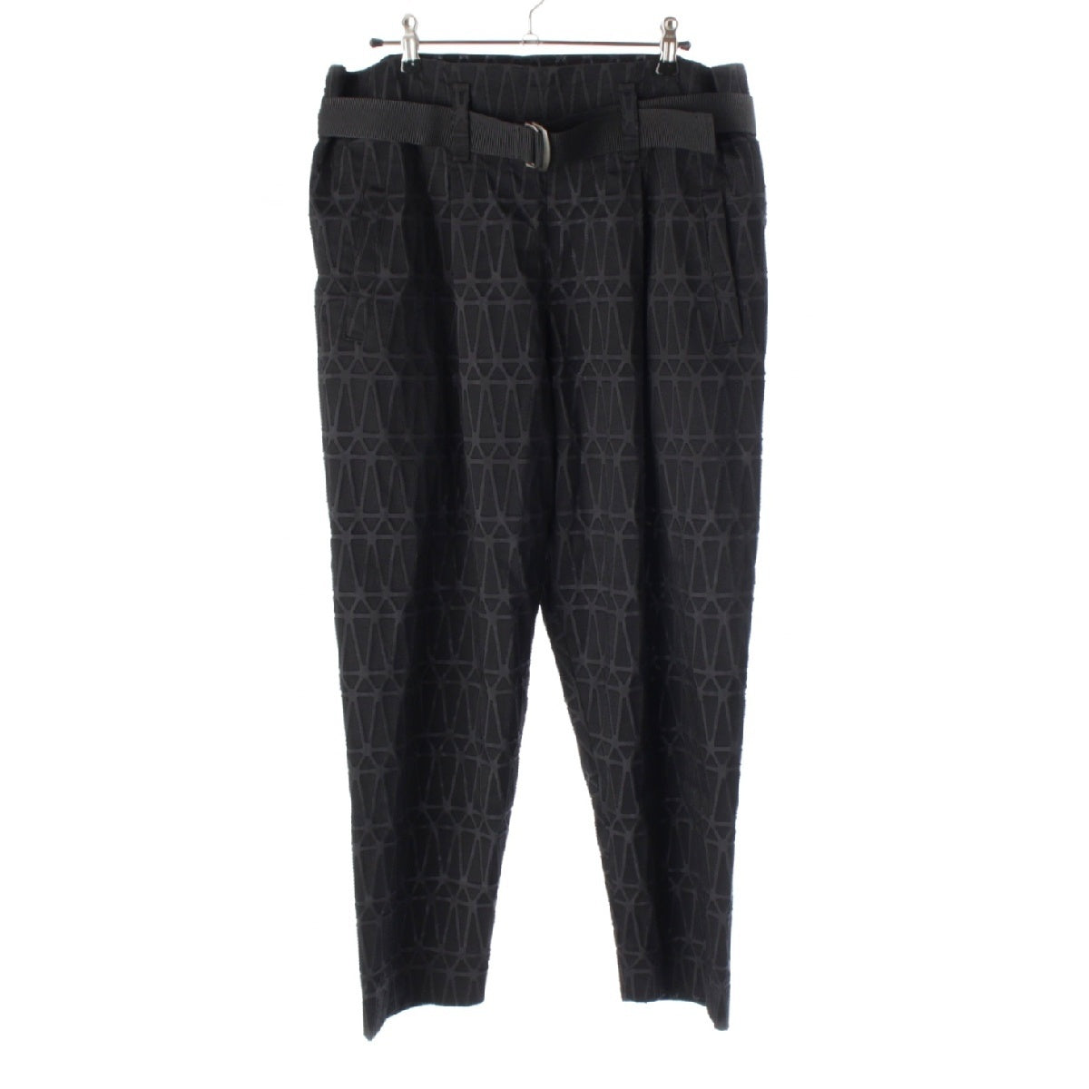 ISSEY MIYAKE Polyester cotton Cut & Stick Lucent Belted Pants Slacks Bottoms IM72FF528 black 2