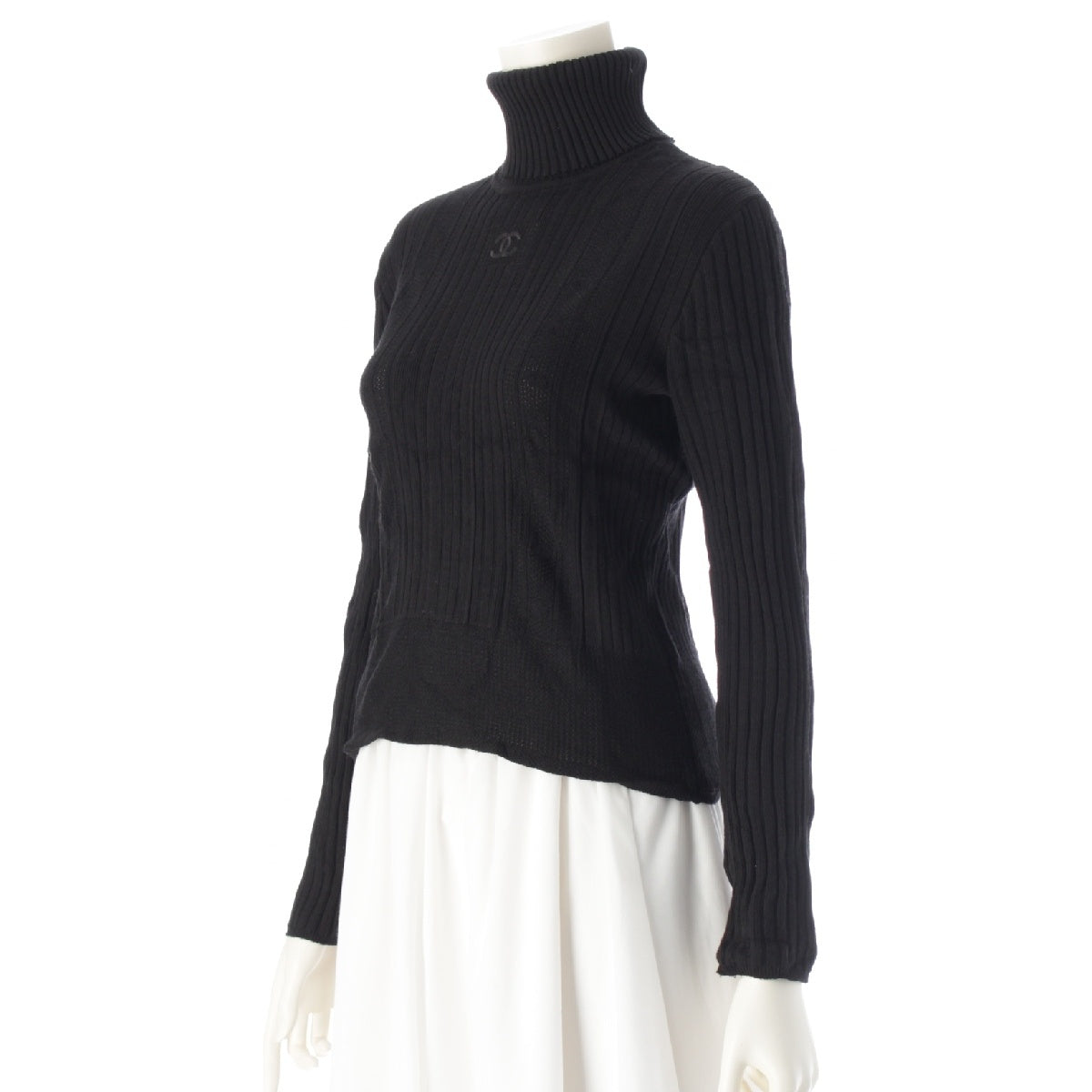 CHANEL 05A Vintage COCO Mark long sleeve knit knit High Neck Sweater Tops P26673 black 42