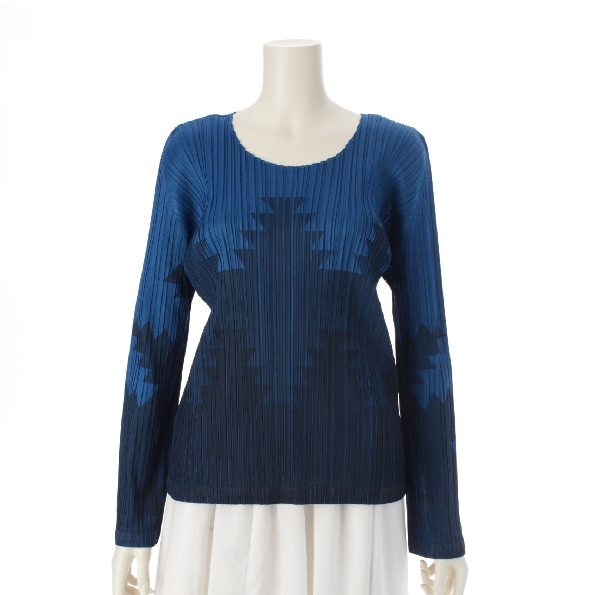 PLEATS PLEASE ISSEY  Sample product Tree Pattern Long Sleeve Crew Neck Cut tops PP56JK525 Blue x navy 5