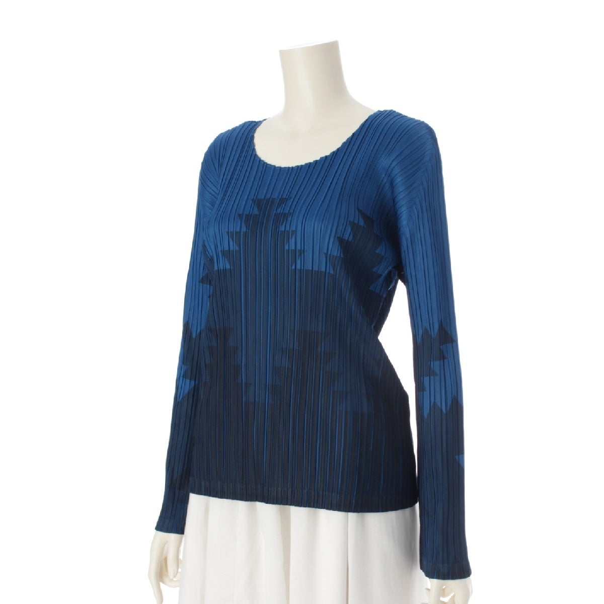 PLEATS PLEASE ISSEY  Sample product Tree Pattern Long Sleeve Crew Neck Cut tops PP56JK525 Blue x navy 5