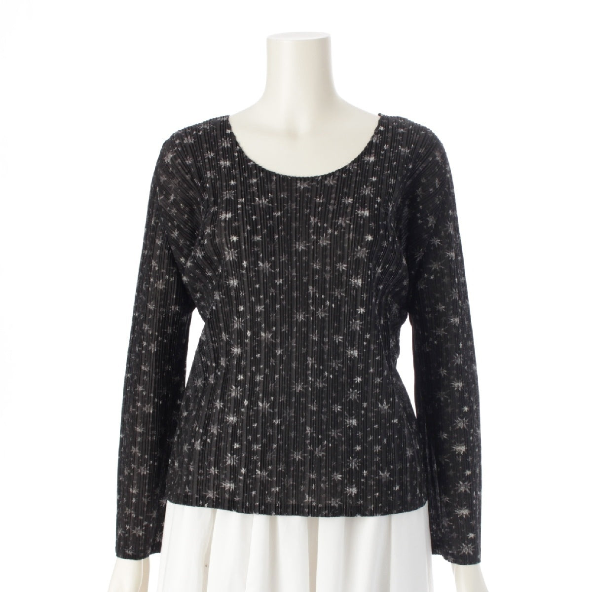 PLEATS PLEASE ISSEY  Star pattern All-over print Long sleeves Crew neck Cut tops PP23-FK341 Black x white 3
