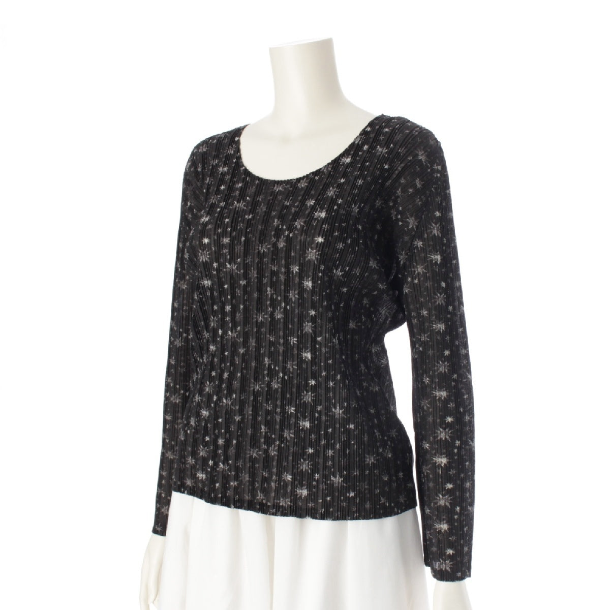PLEATS PLEASE ISSEY  Star pattern All-over print Long sleeves Crew neck Cut tops PP23-FK341 Black x white 3