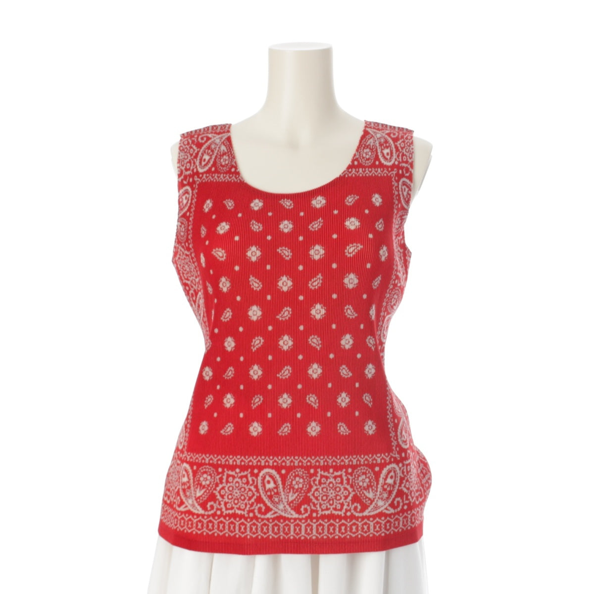 PLEATS PLEASE ISSEY  Bandana Pattern Paisley Sleeveless tops Cut and sewn blouse PP43FK311 Red 3