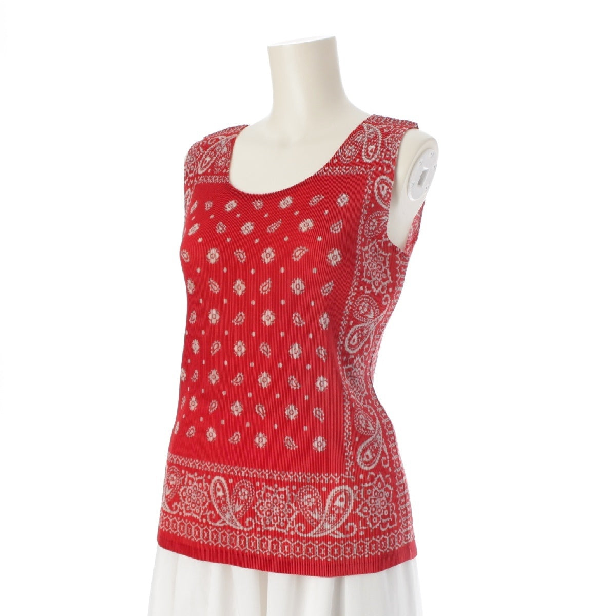 PLEATS PLEASE ISSEY  Bandana Pattern Paisley Sleeveless tops Cut and sewn blouse PP43FK311 Red 3