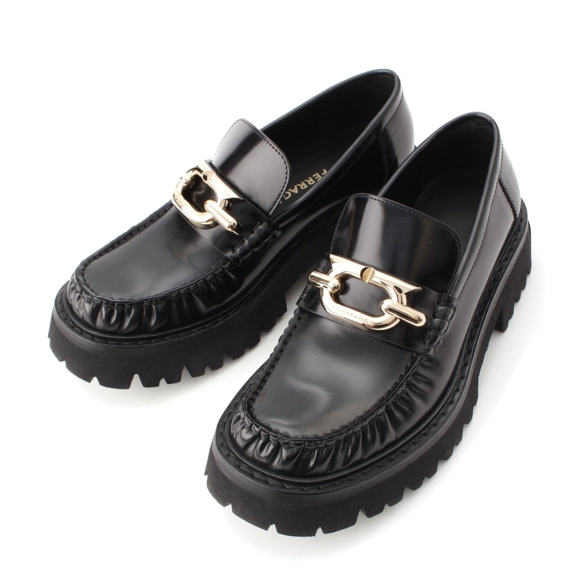 Salvatore Ferragamo INGRID Gancini leather platform loafers shoes 0763904 black 6 1/2
