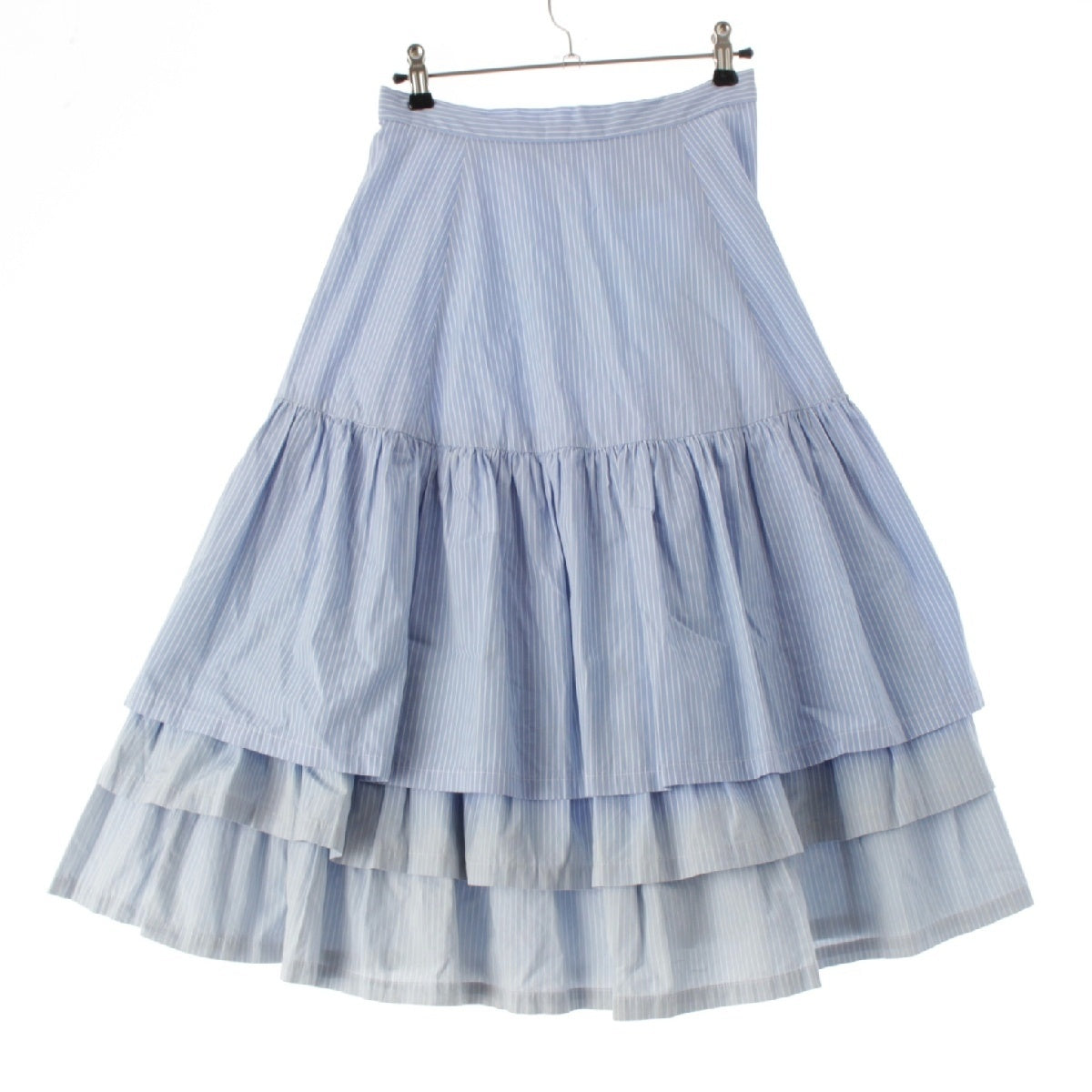 COMME des GARCONS COMME des GARCONS 09Stainless Steel cotton Stripe Pattern Ruffle Design Flare skirt RC-S004 AD2008 blue XS