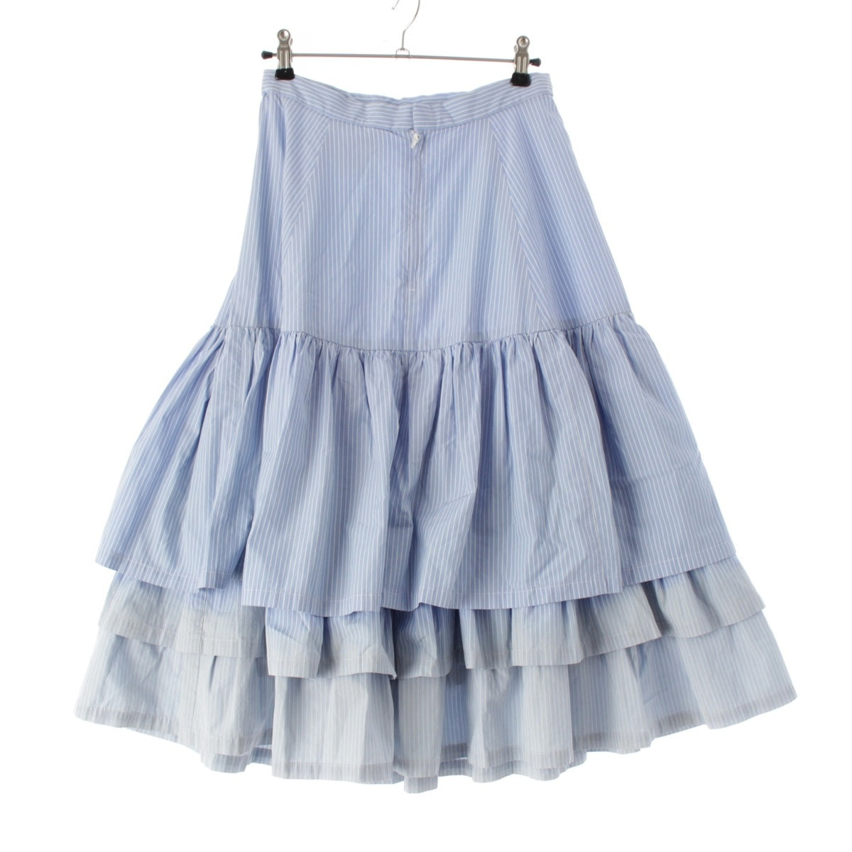 COMME des GARCONS COMME des GARCONS 09Stainless Steel cotton Stripe Pattern Ruffle Design Flare skirt RC-S004 AD2008 blue XS