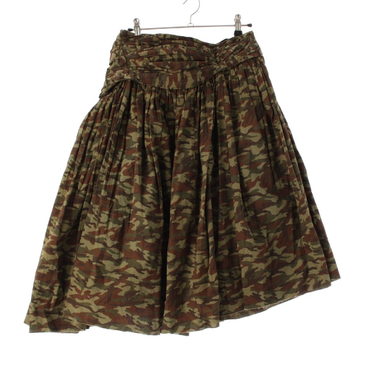 COMME des GARCONS 06Stainless Steel cotton Camouflage Gathered Design Asymmetrical skirt GQ-S033 AD2005 khaki S