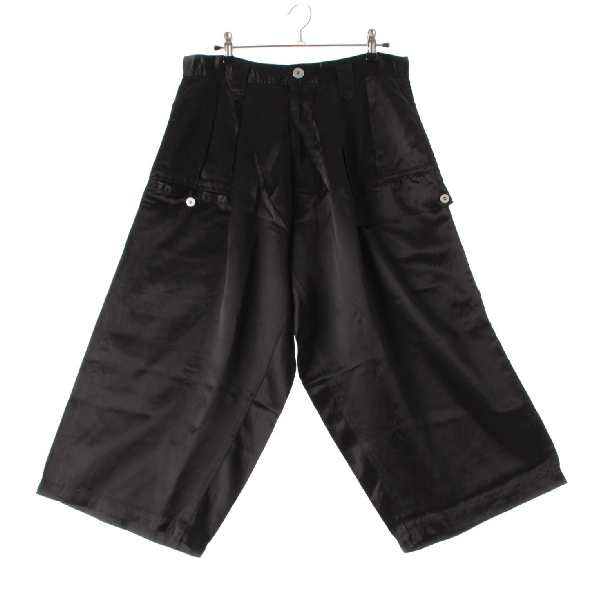 Y's 80S Vintage acetate 2-tuck design wide Pants Silver color button black