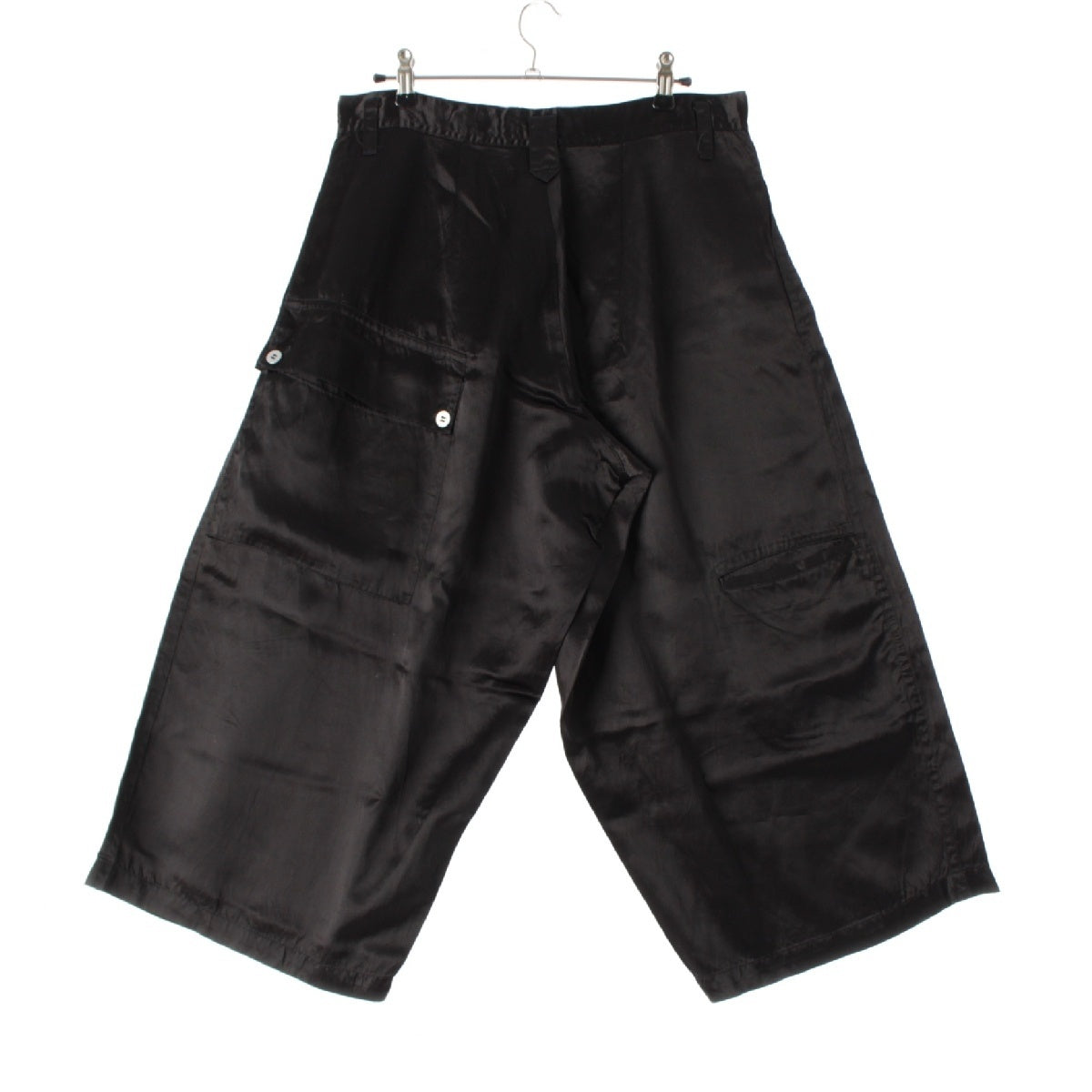 Y's 80S Vintage acetate 2-tuck design wide Pants Silver color button black