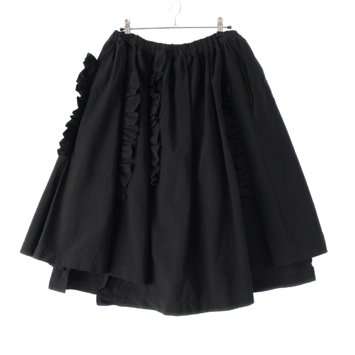 COMME des GARCONS 17Stainless Steel Vertical frill design Polyester felt flare skirt knee length GS-S003 AD2016 black XS