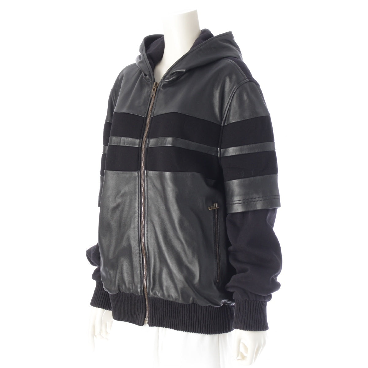 GIVENCHY lambskin Faux Layered Zip-Up Hood Parker Jackets, Blousons, Tops 13F 0304 440 black 48