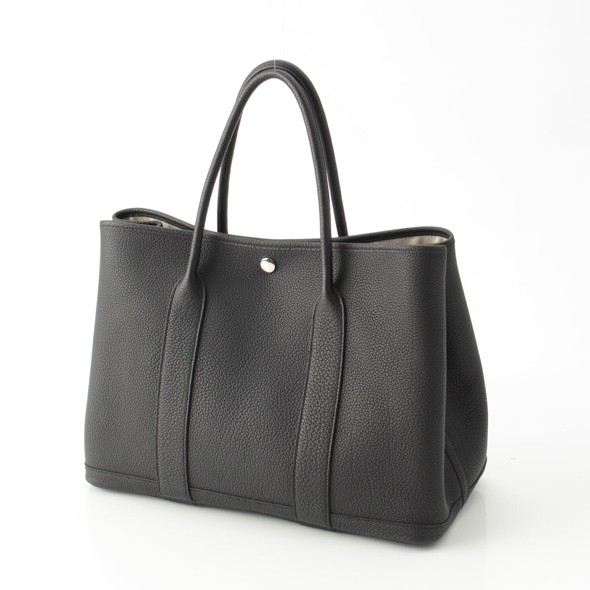 HERMES U engraved Garden Party 36 PM Negonda leather Tote Bag Logo snap button black