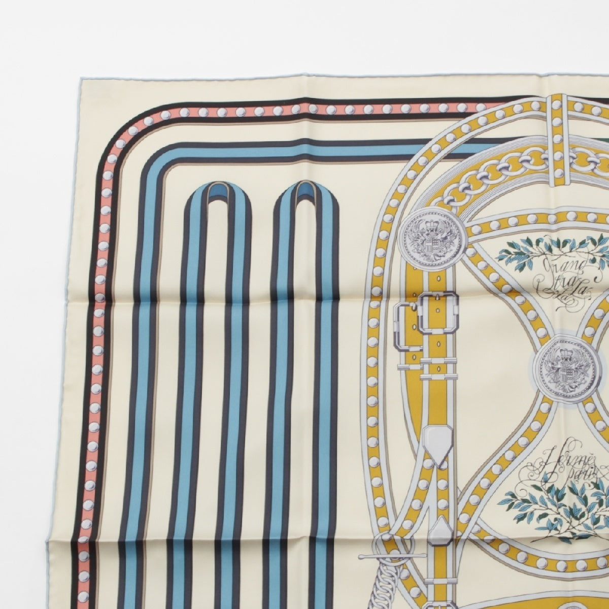 HERMES Calle 90 silk Grand Tralala Grand Tralala scarf blue