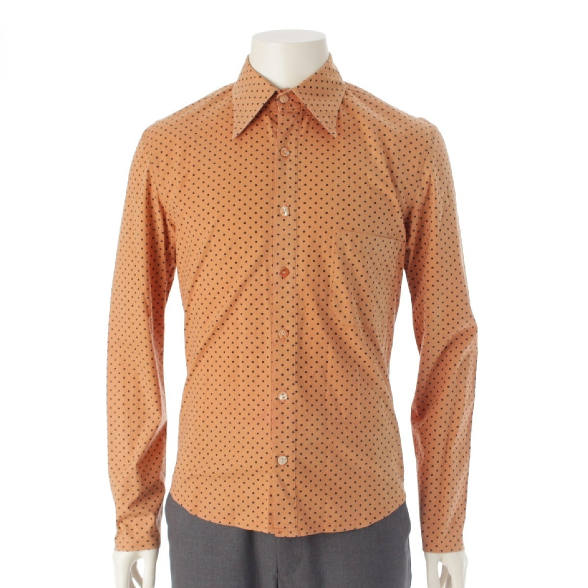 JEAN-PAUL GAULTIER cotton Classic Dot Pattern Long sleeve shirt tops Orange beige 48
