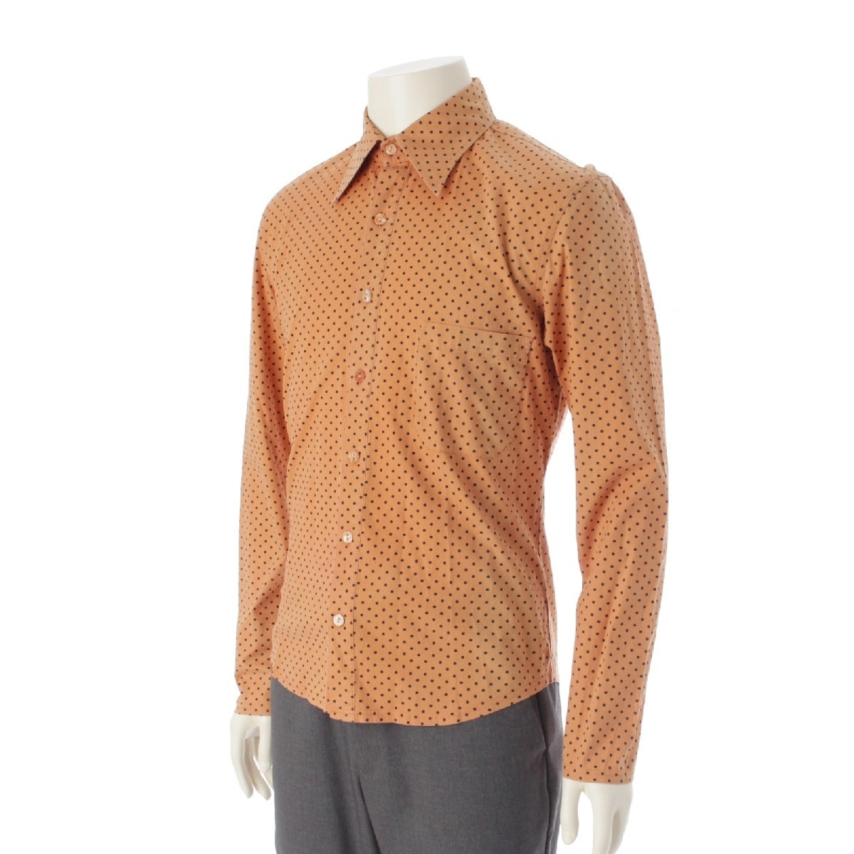 JEAN-PAUL GAULTIER cotton Classic Dot Pattern Long sleeve shirt tops Orange beige 48