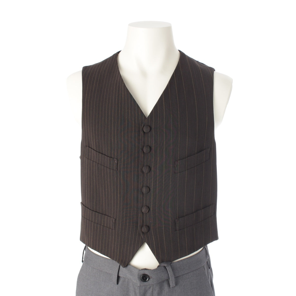 JEAN-PAUL GAULTIER Homme wool Front and back switching sleeveless knit Best tops VRJG42342A Brown black 50