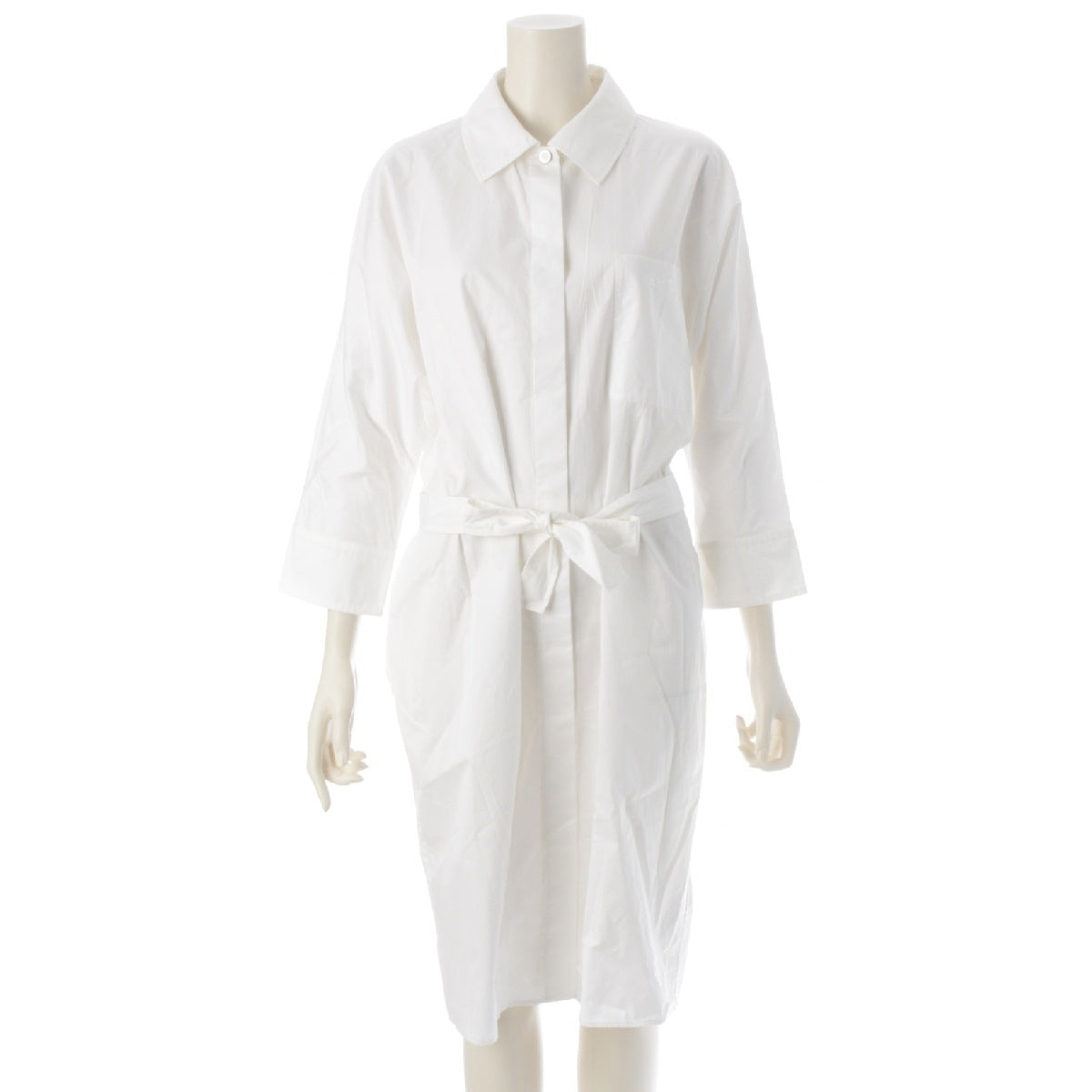 HERMES 24Stainless Steel cotton Horse and carriage logo shirt one piece With belt 4E0501DV white 40