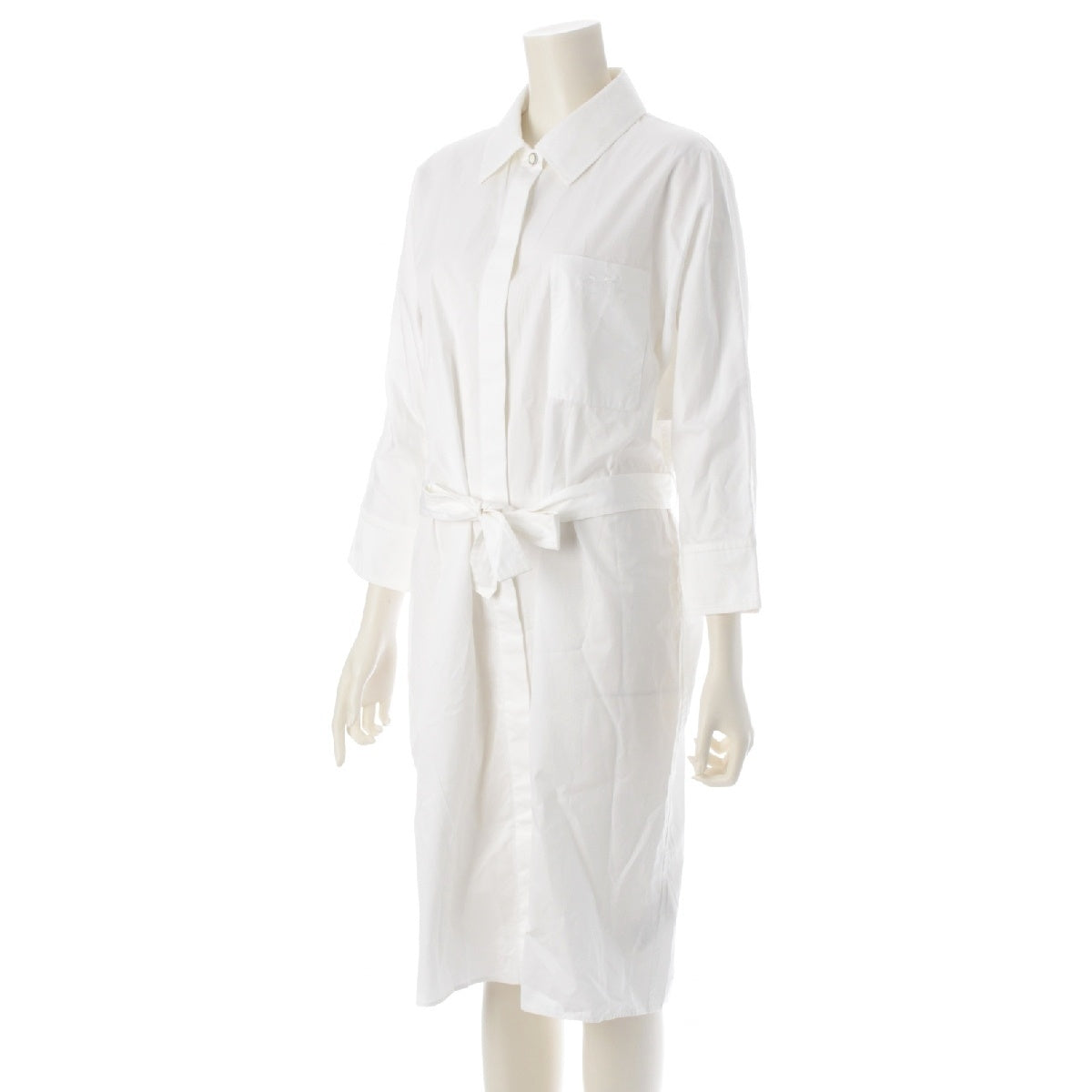 HERMES 24Stainless Steel cotton Horse and carriage logo shirt one piece With belt 4E0501DV white 40