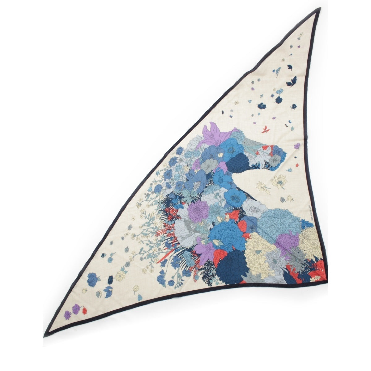 HERMES Triangle Jean Cashmere x silk Robe Legere Stall Shawl Cardigan Beige x navy