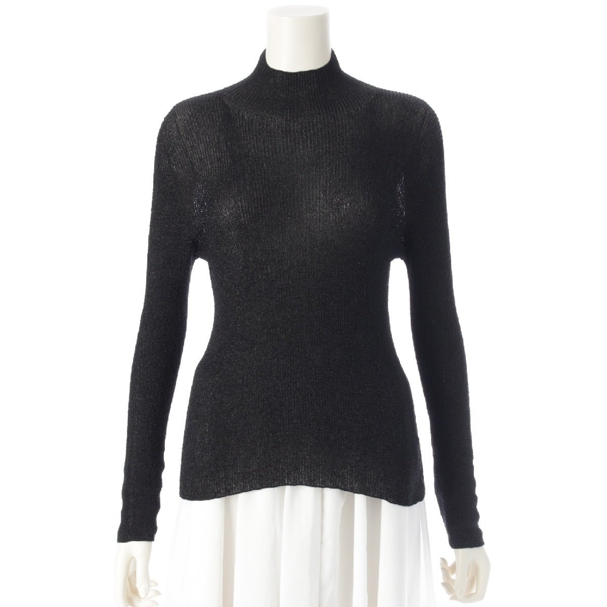 CFCL 24AW RIB LUCENT GLITTER MOCKNECK TOP Long Sleeve Mock Neck Cut tops CF008KN232 black 3
