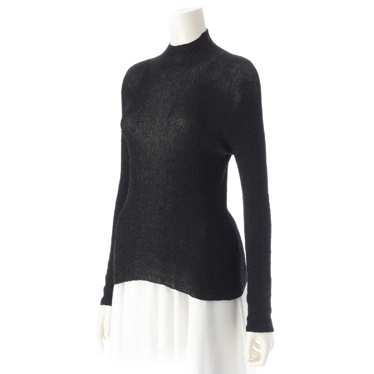CFCL 24AW RIB LUCENT GLITTER MOCKNECK TOP Long Sleeve Mock Neck Cut tops CF008KN232 black 3