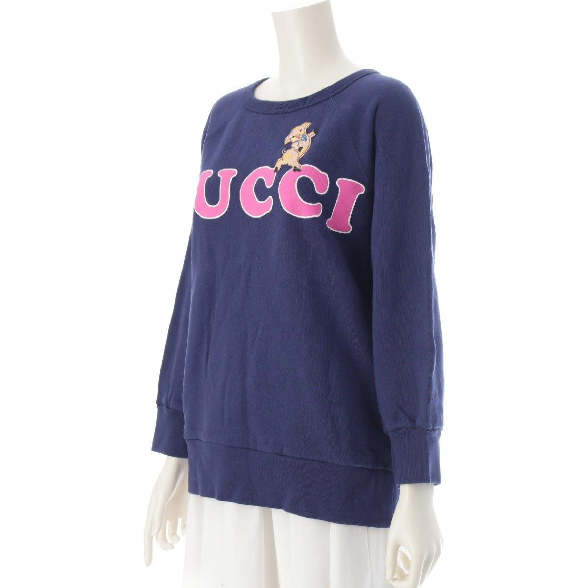 GUCCI cotton Embroidered crew neck design sweat Trainer tops 497253 Navy XS
