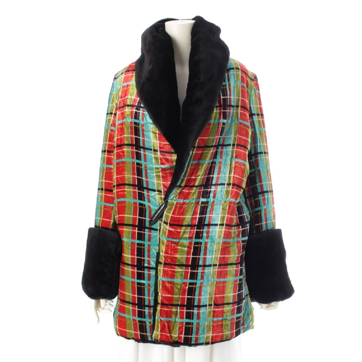 JEAN-PAUL GAULTIER Velor Fam Check coat outer multicolor 40