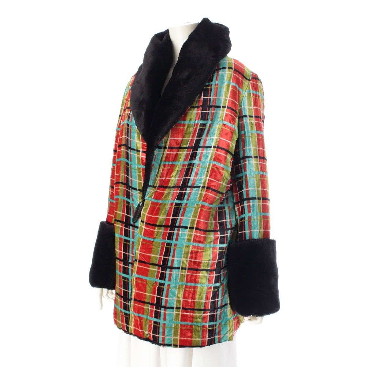 JEAN-PAUL GAULTIER Velor Fam Check coat outer multicolor 40