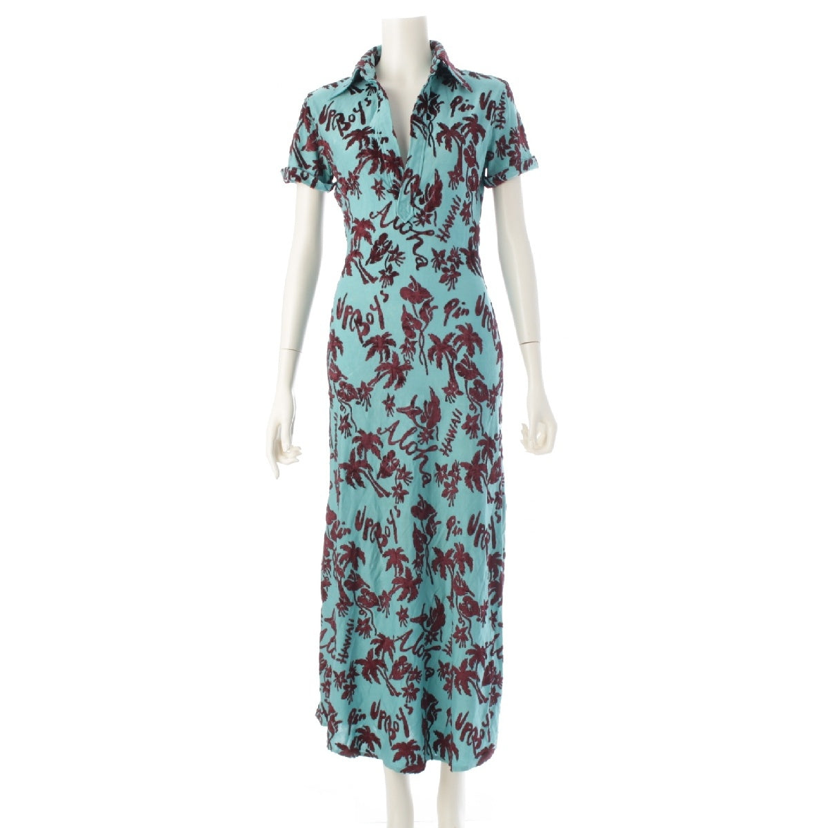 JEAN-PAUL GAULTIER Femme Velour Aloha one piece dress blue 40