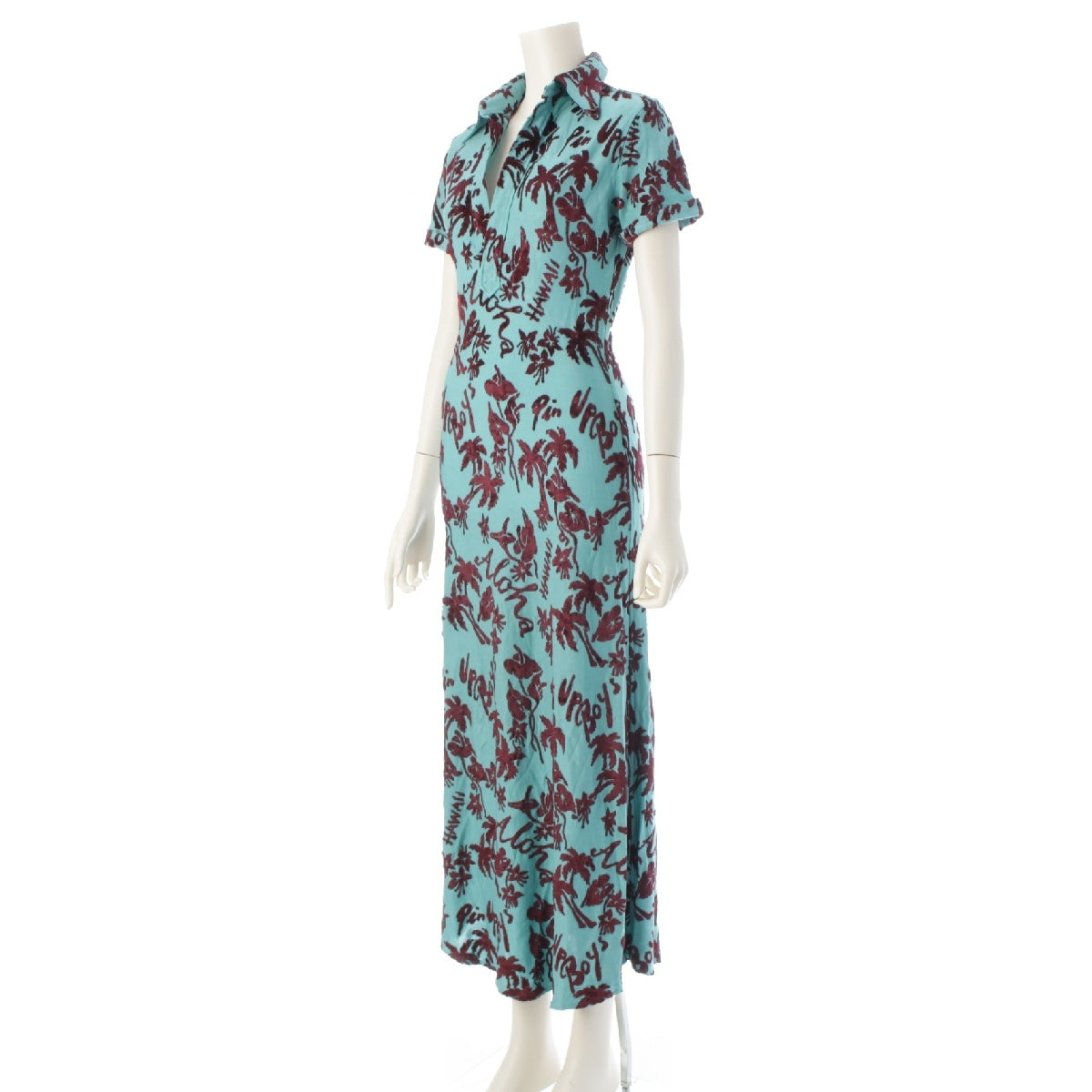 JEAN-PAUL GAULTIER Femme Velour Aloha one piece dress blue 40