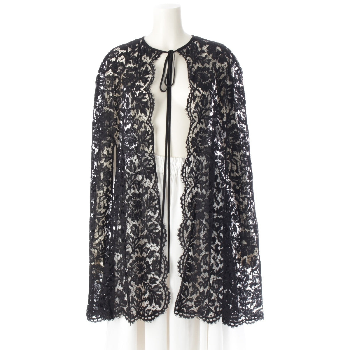 VALENTINO flower lace poncho Cape Outerwear 1B3CG3321EC black 40