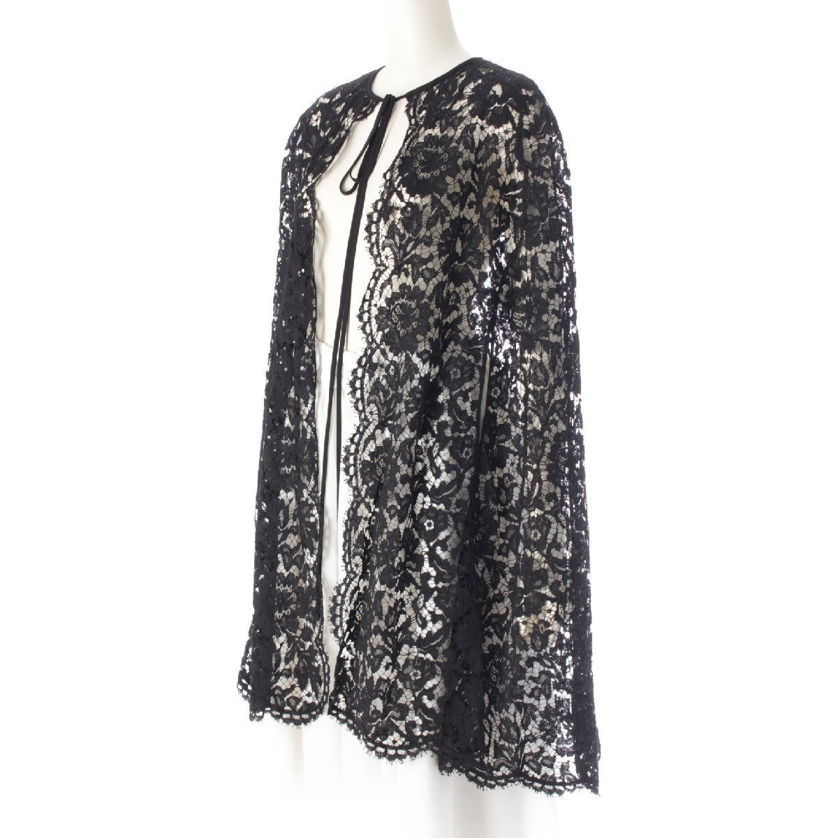 VALENTINO flower lace poncho Cape Outerwear 1B3CG3321EC black 40