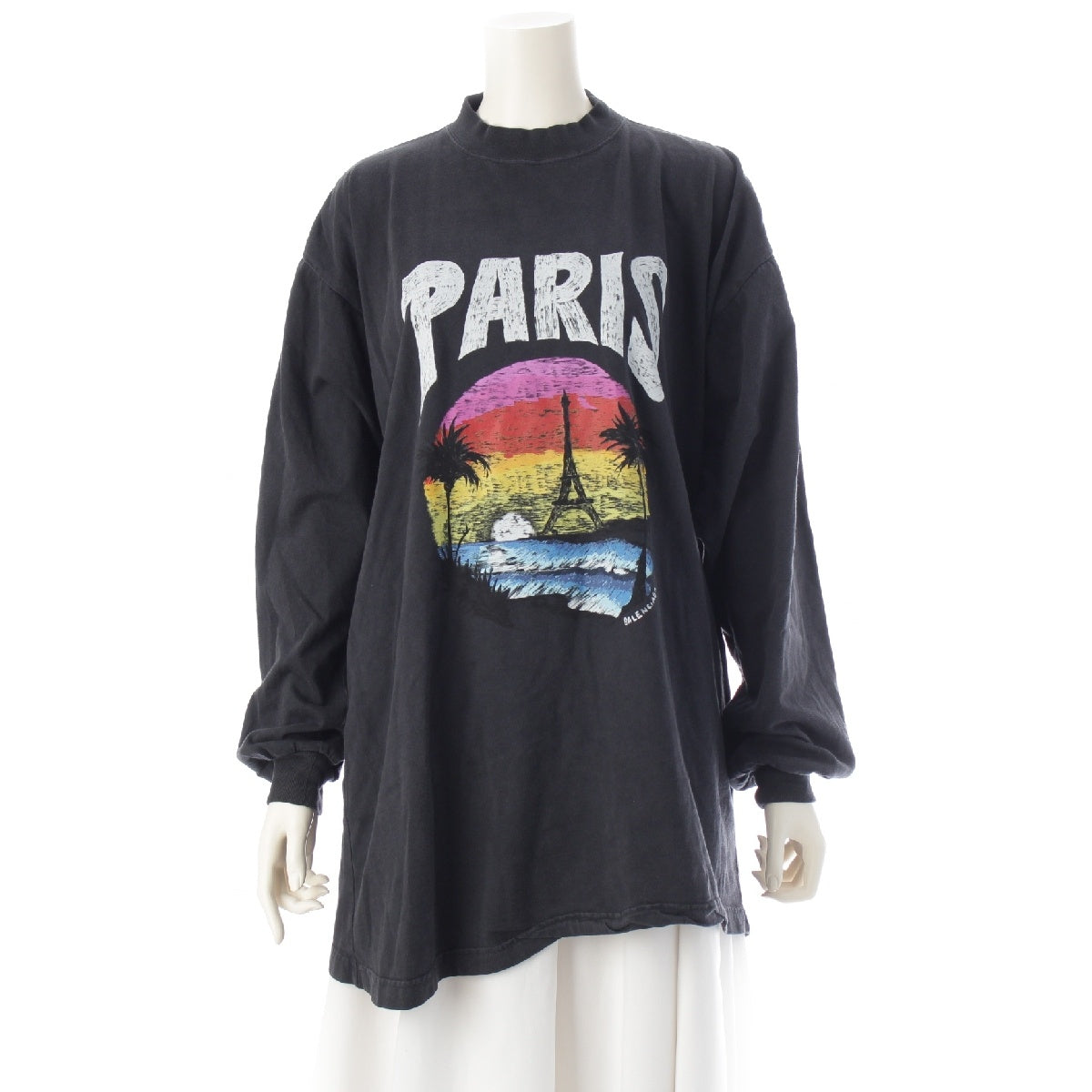 BALENCIAGA PARIS TROPICAL cotton logo long Long-sleeved T-shirt tops 772208 black L