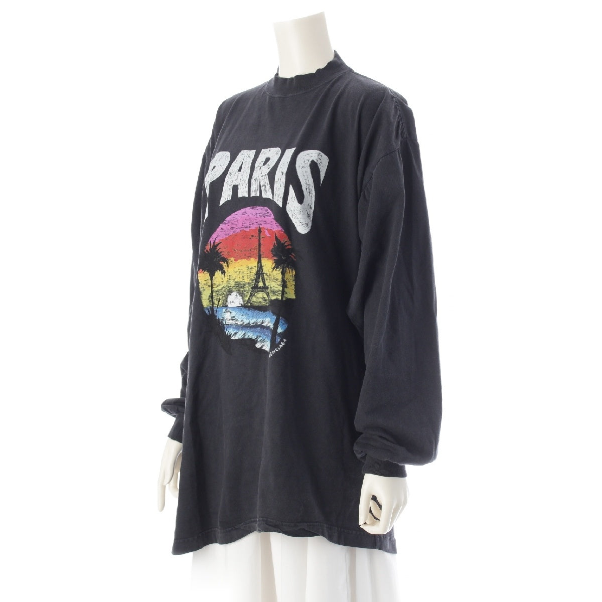 BALENCIAGA PARIS TROPICAL cotton logo long Long-sleeved T-shirt tops 772208 black L