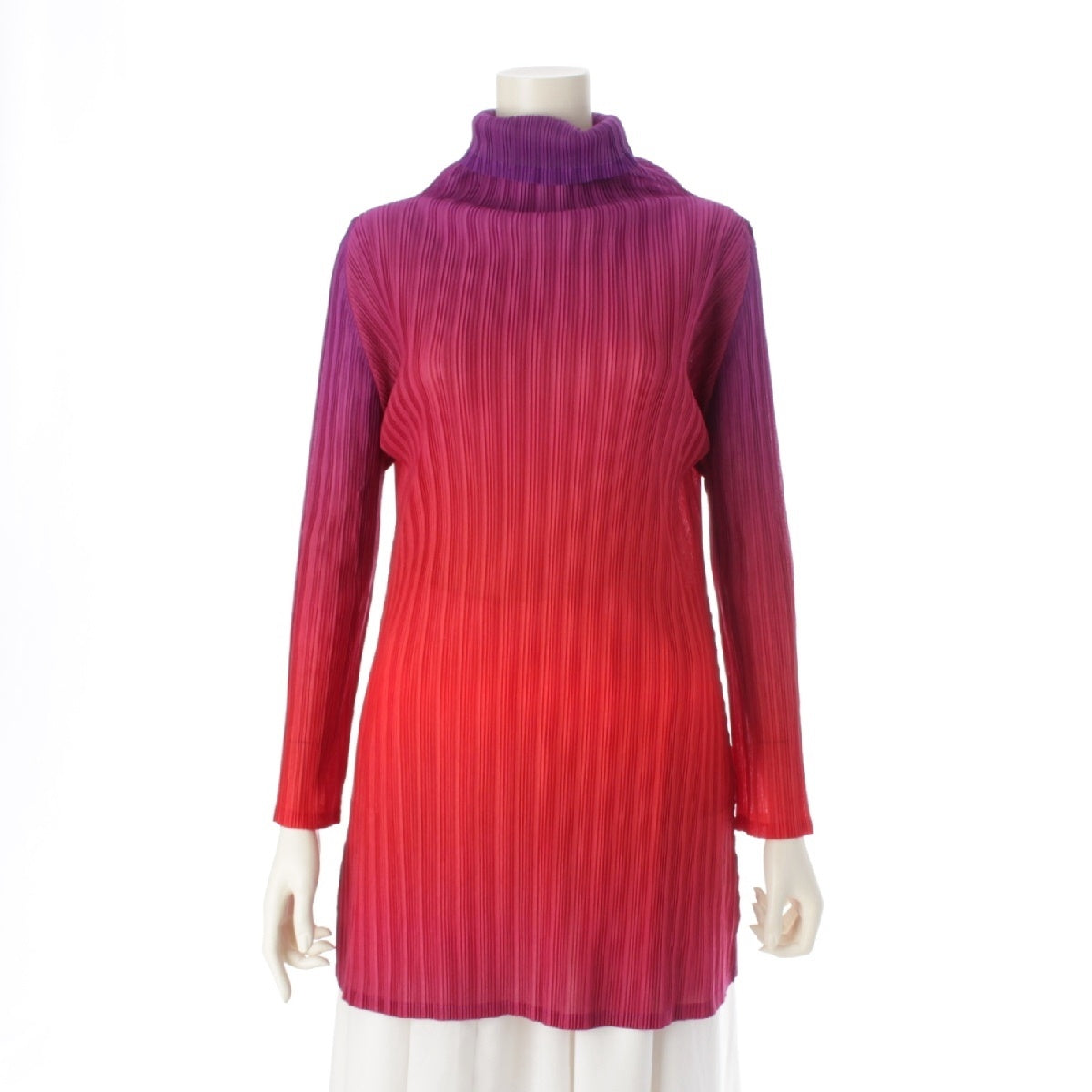 PLEATS PLEASE ISSEY  Mock Neck High Neck Cut Gradient color red purple 3