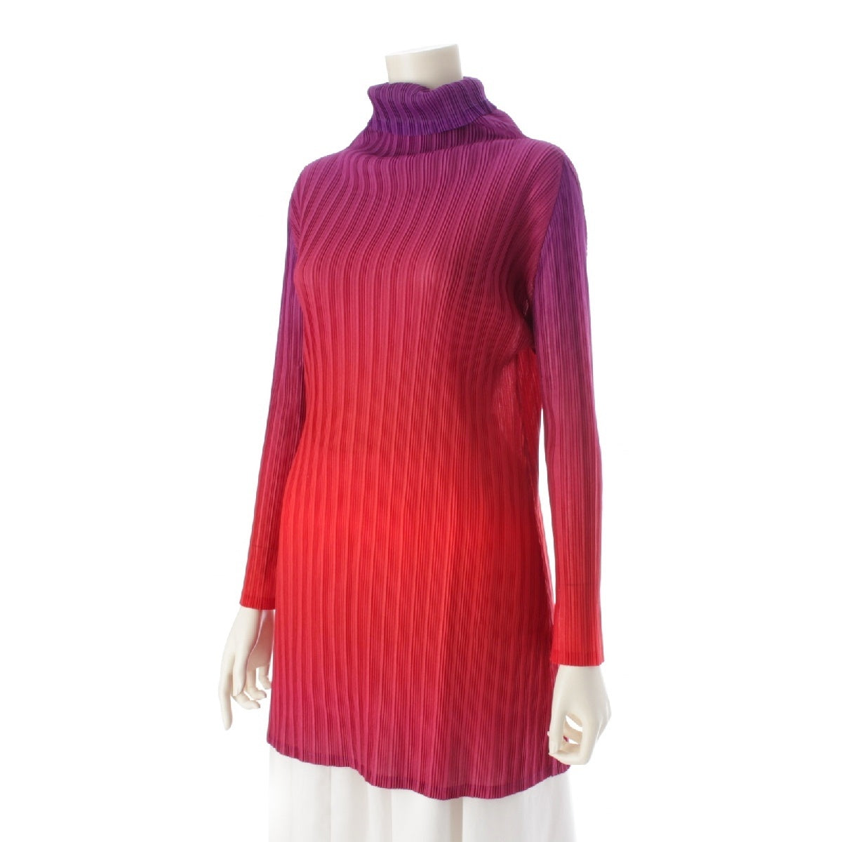 PLEATS PLEASE ISSEY  Mock Neck High Neck Cut Gradient color red purple 3