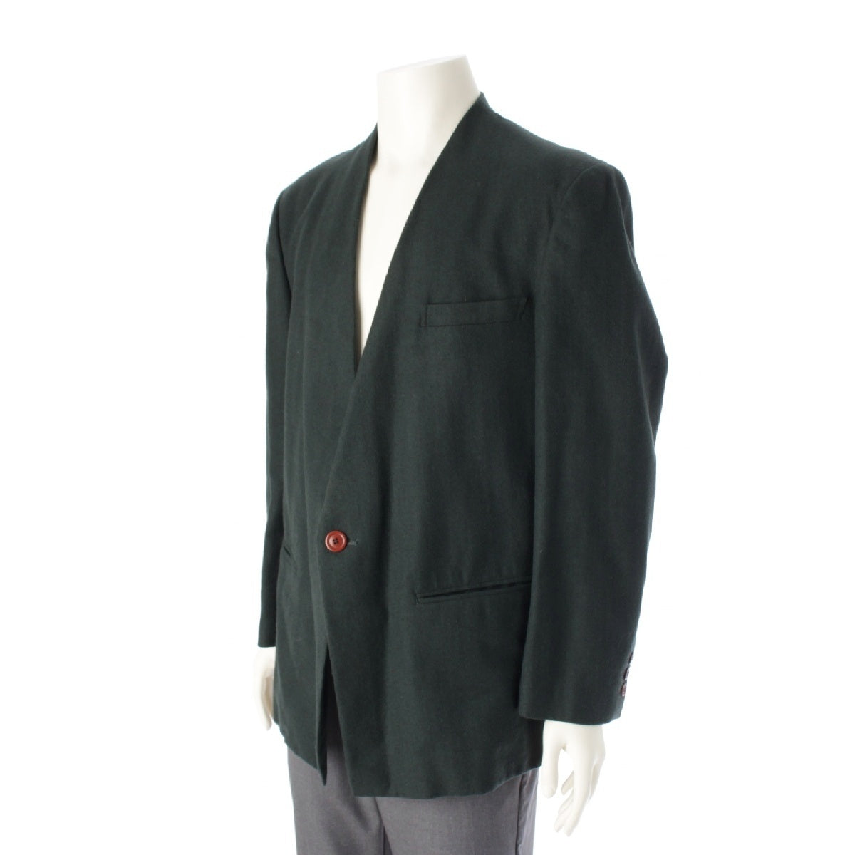 Issey Miyamen 80'S wool Brush tag no color tailored jacket LG33198 green M