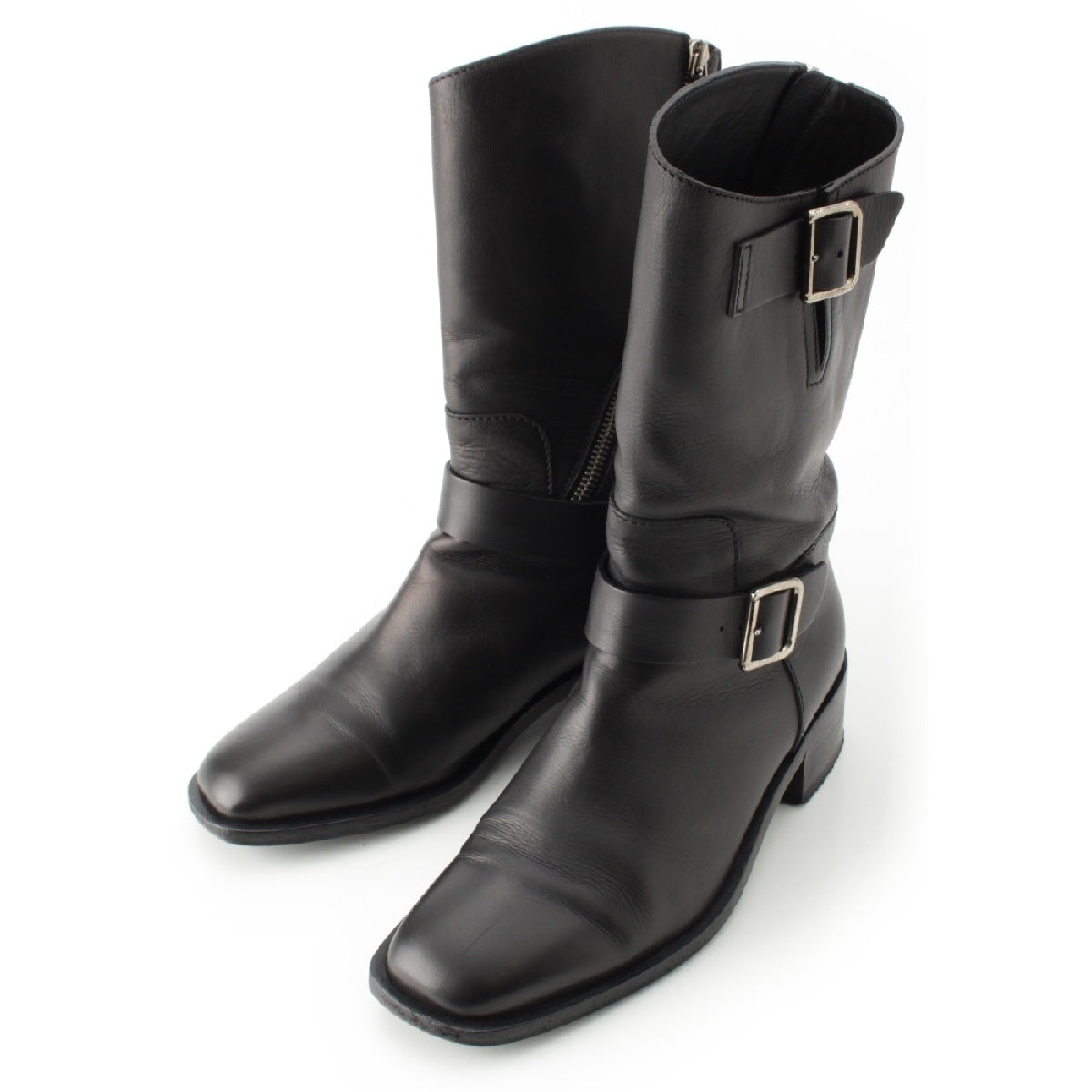 CHANEL COCO Mark Side Zip Engineer boots Belt buckle G27805 black 37 1/2