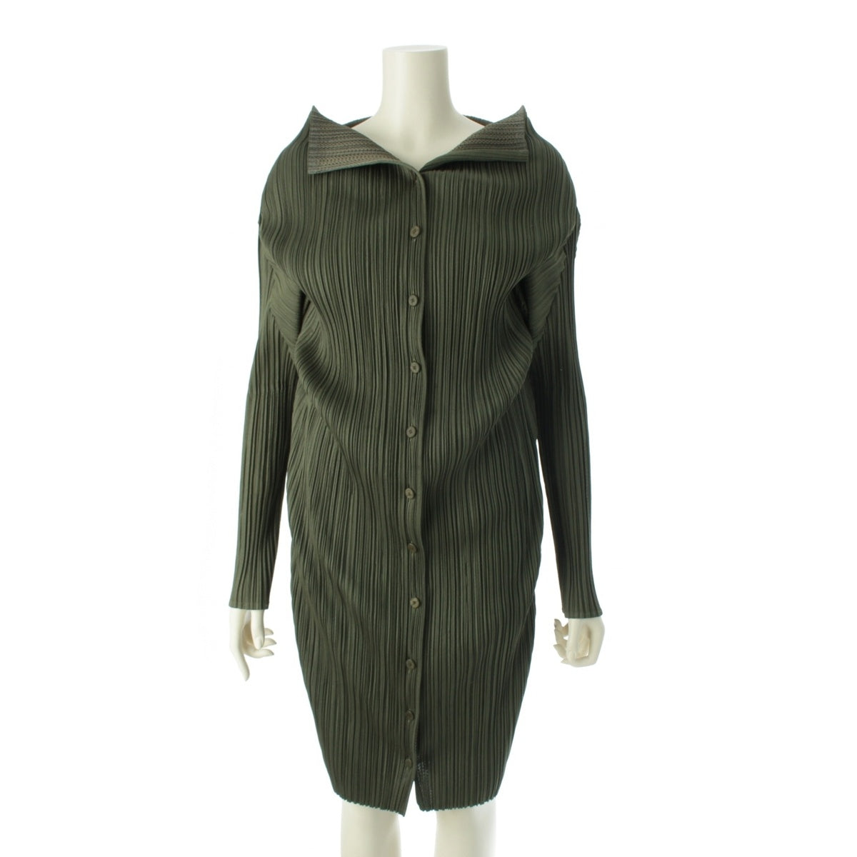 PLEATS PLEASE ISSEY  2WAY one piece Mini Dresses Cardigans Coats PP64-JA422 khaki 2