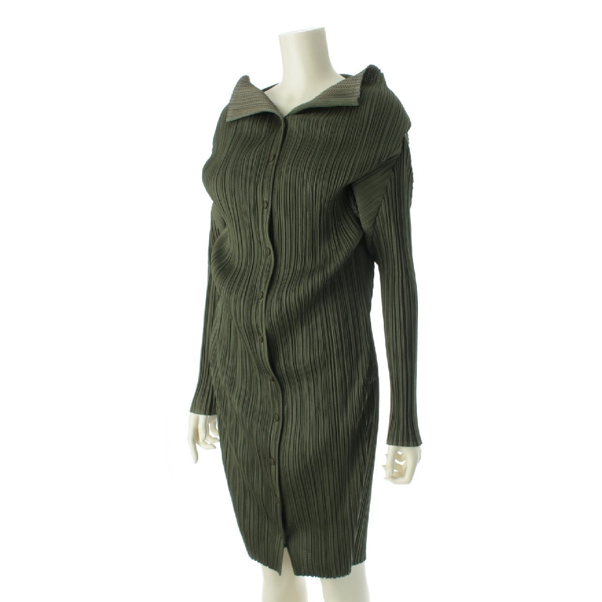 PLEATS PLEASE ISSEY  2WAY one piece Mini Dresses Cardigans Coats PP64-JA422 khaki 2