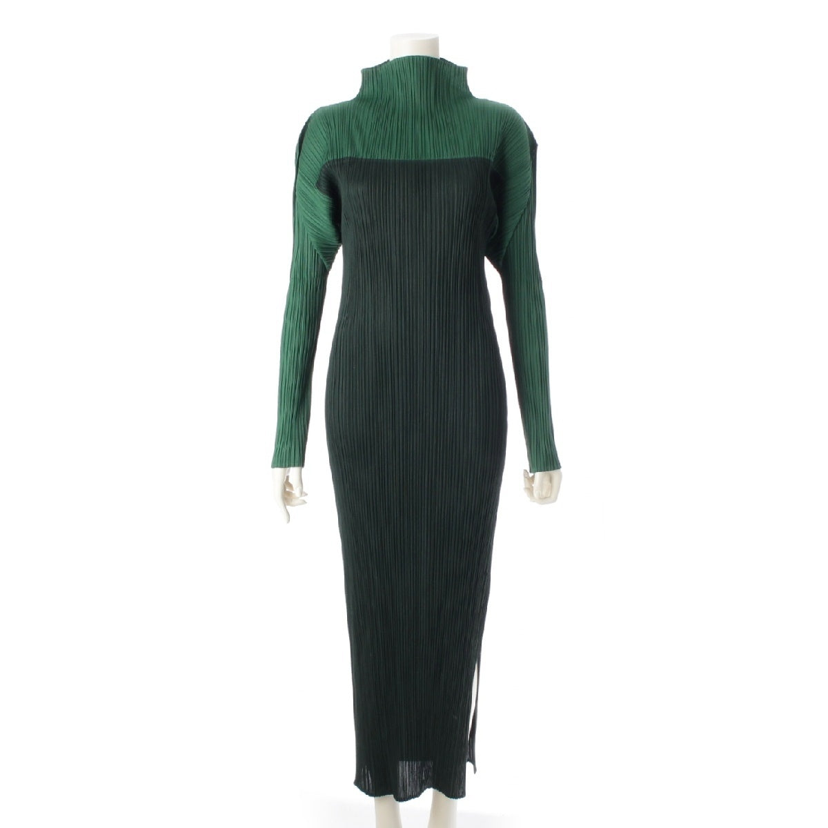 PLEATS PLEASE ISSEY  1997 Vintage high neck bicolor one piece dress PP73-JH432 green 3