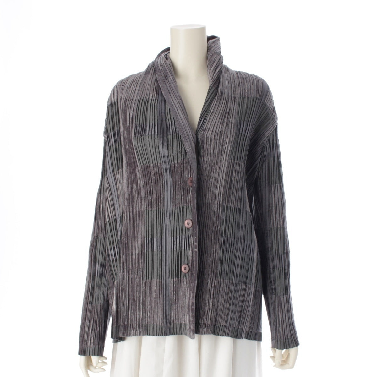 ISSEY MIYAKE polyester Pleated tailored jacket Check Pattern Outerwear IM14-FD025 gray 2